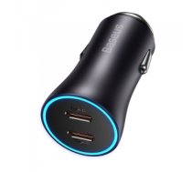 Auto lādētājs Baseus Golden Contactor Pro car charger, 2x USB-C, 40W (Dark Gray)