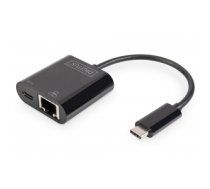 Tīkla karte Digitus | USB-Type-C Gigabit Ethernet Adapter + PD with power delivery function | DN-3027 | Black | USB-C port to a Gigabit network connection
