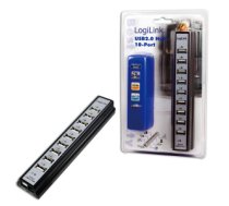 Kabelis Logilink | USB 2.0 Hub-10 port whit power adapter