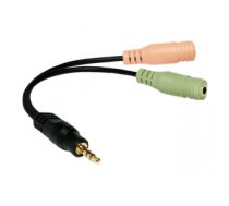 Kabelis Logilink | Audio jack adapter, 4-pin, 3.5 mm stereo male to 2x 3.5mm female | 0.15 m