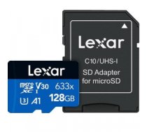 Atmiņas karte MEMORY MICRO SDXC 128GB UHS-I/W/ADAPTER LSDMI128BB633A LEXAR