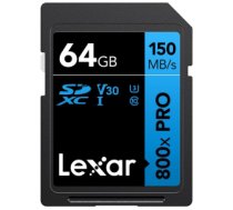 Atmiņas karte Lexar | Memory Card | Professional 800x PRO | 64 GB | SDXC | Flash memory class UHS-I