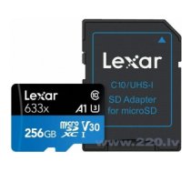 Atmiņas karte MEMORY MICRO SDXC 256GB UHS-I/W/ADAPTER LSDMI256BB633A LEXAR