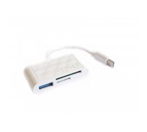 USB hub RoGer USB-C Hub 3in1 USB 2.0 / Card reader SD/TF / balts