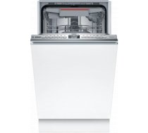 Trauku mašīna Bosch | Dishwasher | SPV6YMX01E | Built-in | Width 45 cm | Number of place settings 10 | Number of programs 6 | Energy efficiency class B | Display | AquaStop function | White