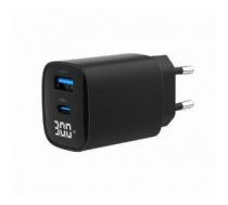 Tīkla lādētājs GaN Charger USB-A USB-C LCD 30W PD QC3.0 black