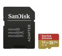SanDisk atmiņas karte microSDHC 32GB Action Extreme A1 + adapteris