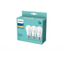 PHILIPS LED 13W (100W) A67 E27 2700K matēta 3 gab. spuldzes 1521lm