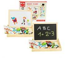 RoGer Double-sided Magnetic Wooden Board with Puzzle