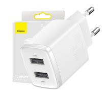 Baseus Compact Quick Charger, 2x USB, 10.5W (white)