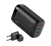 Wall charger Remax, RP-U55, 2x USB-C, USB, EU 65W (black)