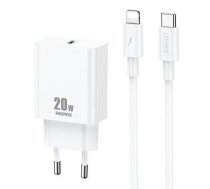 Wall charger Remax, RP-U5, USB-C, 20W (white) + Lightning cable