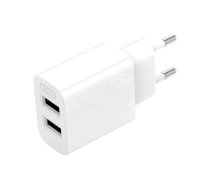 Wall charger XO L109  2.4A 12W 2x USB-A,  cable USB Type-C,  (white)