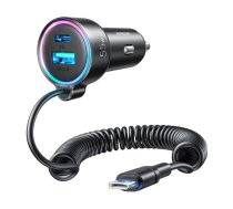 Car charger Joyroom JR-CL07, 3-in-1, 1x USB + 1x PD, 55W + Type-C cable (black)