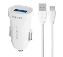 Car charger LDNIO DL-C17, 1x USB, 12W + Micro USB cable (white)