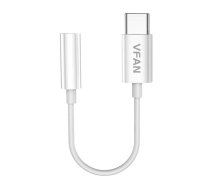 Cable VFAN L08 USB-C to mini jack 3.5mm AUX, 10cm (white)