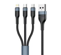 Foneng X51 3in1 USB to USB-C / Micro USB / Lightning Cable, 3A, 1,2m (Black)