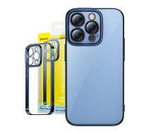 Baseus Glitter Transparent Case and Tempered Glass set for iPhone 14 Pro (blue)