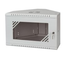 Stalflex Rack Cabinet Corner 19" 6U  330mm  Glass Door  Gray CRC19-6U-330GG