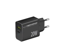 EZC105K Esperanza ładowarka sieciowa 20w usb-c pd 20w / usb-a qc 3.0 18w czarna