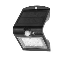 SILOE LED 1,5W, lampa solarna z czujnikiem ruchu 120st, 190lm, IP65, 4000K, 1200mAh, podwójne źródło światła, czarna