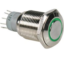 ROUND METAL SWITCH SPDT 1NO 1NC - GREEN RING