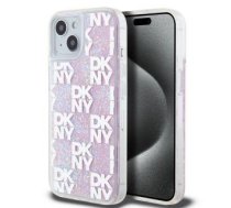 Back panel cover DKNY - DKNY Liquid Glitter Checkered Pattern Case for iPhone 15 Pink