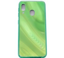 Back panel cover Evelatus Samsung Galaxy A20e Water Ripple Full Color Electroplating Tempered Glass Case Green