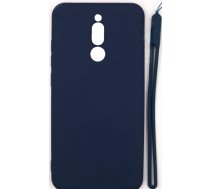 Back panel cover Evelatus Xiaomi Redmi 8 Soft Touch Silicone Case with Strap Dark Blue