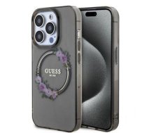 Back panel cover Guess - Guess PC/TPU Flowers Ring Glossy Logo MagSafe Case for iPhone 13 Pro Black