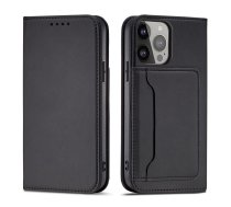 Back panel cover Hurtel - Magnet Card Case for iPhone 13 mini cover card wallet card stand black