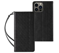 Back panel cover Hurtel  Magnet Strap Case for Samsung Galaxy S23 Flip Wallet Mini Lanyard Stand Black