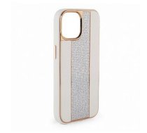 Back panel cover iLike Apple iPhone 15 Pro Diamonds and Leather Case White