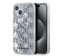 Back panel cover Karl Lagerfeld - Karl Lagerfeld Liquid Glitter Monogram Gradient Case for iPhone 15 White