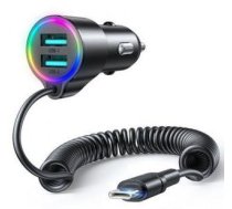 Auto charger Joyroom  3-in-1 fast car charger with USB-C cable 1.5m 17W Black