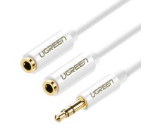 Cable Ugreen  Ugreen cable cable headphone splitter mini jack 3.5 mm - 2 x mini jack 3.5 mm (2 x stereo output) 20cm white (AV134)