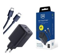 Adapter 3MK  3MK Hyper Charger PD 45W ład. sieć. czarna/black + 2x USB-C Cables