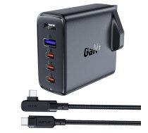 Adapter Acefast  Fast charger GaN UK 100W Power Delivery 3x USB C 1x USB - black