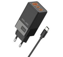 Adapter Beline  Beline Ład. siec. 2x USB-C + 1x USB 65W + kabel USB-C czarny/black PD 3.0 + QC 3.0  BLN3CB65C GaN