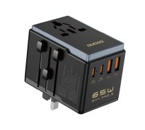 Adapter Dudao  Dudao A65Pro 65W EU / US / JP / AUS / UK travel adapter 2x USB-C 2x USB-A - black