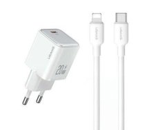 Adapter USAMS  USAMS Ład. siec. 1xUSB-C PD20W PD3.0 Fast Charging US-CC183 + kabel USB-C/Lightning US-SJ610 biały/white YX Series YXXLOGTC03