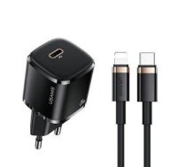 Adapter USAMS  USAMS Ład. siec. 1xUSB-C T36 mini 20W + kabel USB-C-Lightning czarny/black PD3.0 Fast Charging XFKXLOGTL01 (US-CC124+US-SJ484)