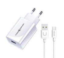 Adapter USAMS  USAMS Ład. siec. 1xUSB T22 18W 3A QC3.0 + kabel USB-C 1m biały/white (T48) T48OCLN01