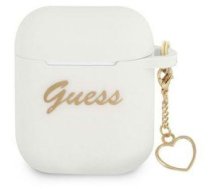 Headphone case Guess - AirPods 1/2 Silicone Charm Heart Collection White