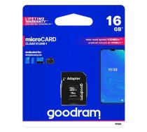 Flash drive Goodram  Goodram Microcard 16 GB micro SD HC UHS-I class 10 memory card, SD adapter (M1AA-0160R12)