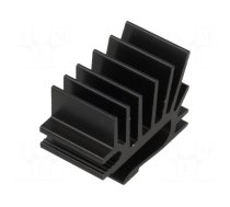 Heatsink: extruded | grilled | TO220 | black | L: 15mm | W: 19.4mm | H: 28mm