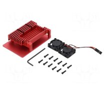 Enclosure: for computer | Raspberry Pi 4 B | aluminium | red | X: 88mm