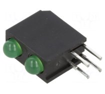 LED | in housing | 3mm | No.of diodes: 2 | green | 2mA | Lens: diffused