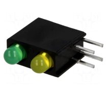 LED | in housing | 3mm | No.of diodes: 2 | yellow/green | 2mA | 40°