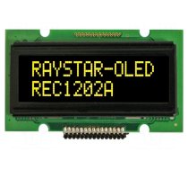 Display: OLED | alphanumeric | 12x2 | Dim: 55.7x32x11mm | yellow